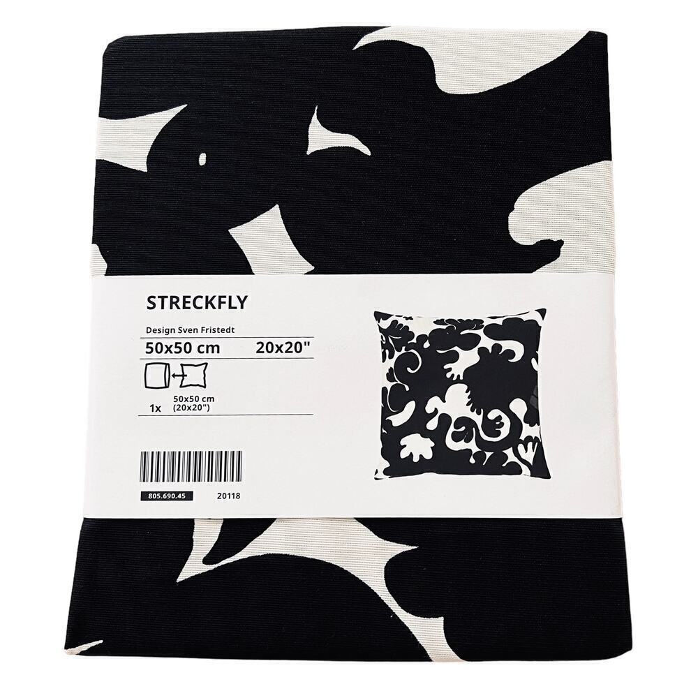 IKEA STRECKFLY Black/White Pillow Cover 20" x 20"